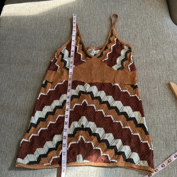 Lucca metallic brown 1970’s retro vibe style knit tank top size medium - Picture 11 of 12